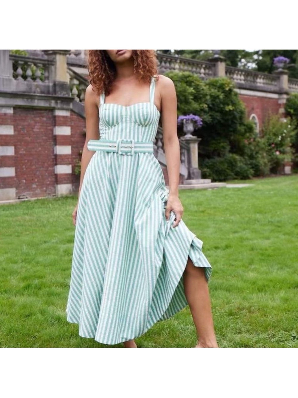 Cara Cara Calypso Midi Dress in Ivory Green - Picture 3 of 12
